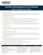 Thumbnail for stainless steel equipment care and cleaning page