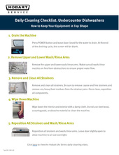 Thumbnail for daily cleaning checklist: undercounter dishwashers page