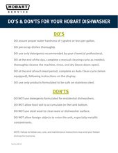 Thumbnail for do's & don'ts for your hobart dishwasher page